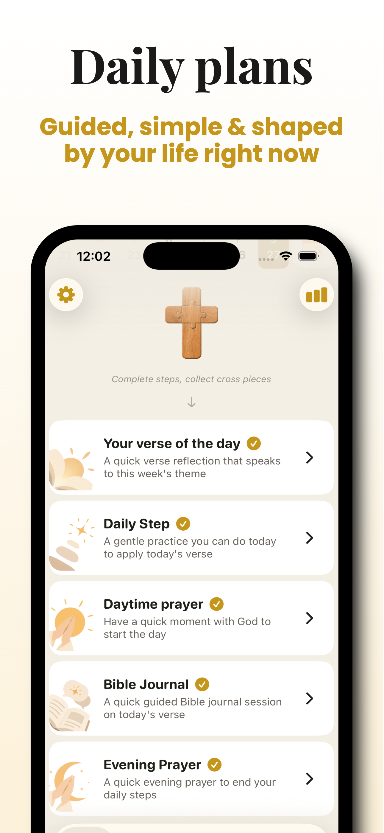 FirmLight daily plan with verse, daily step, prayer, journal