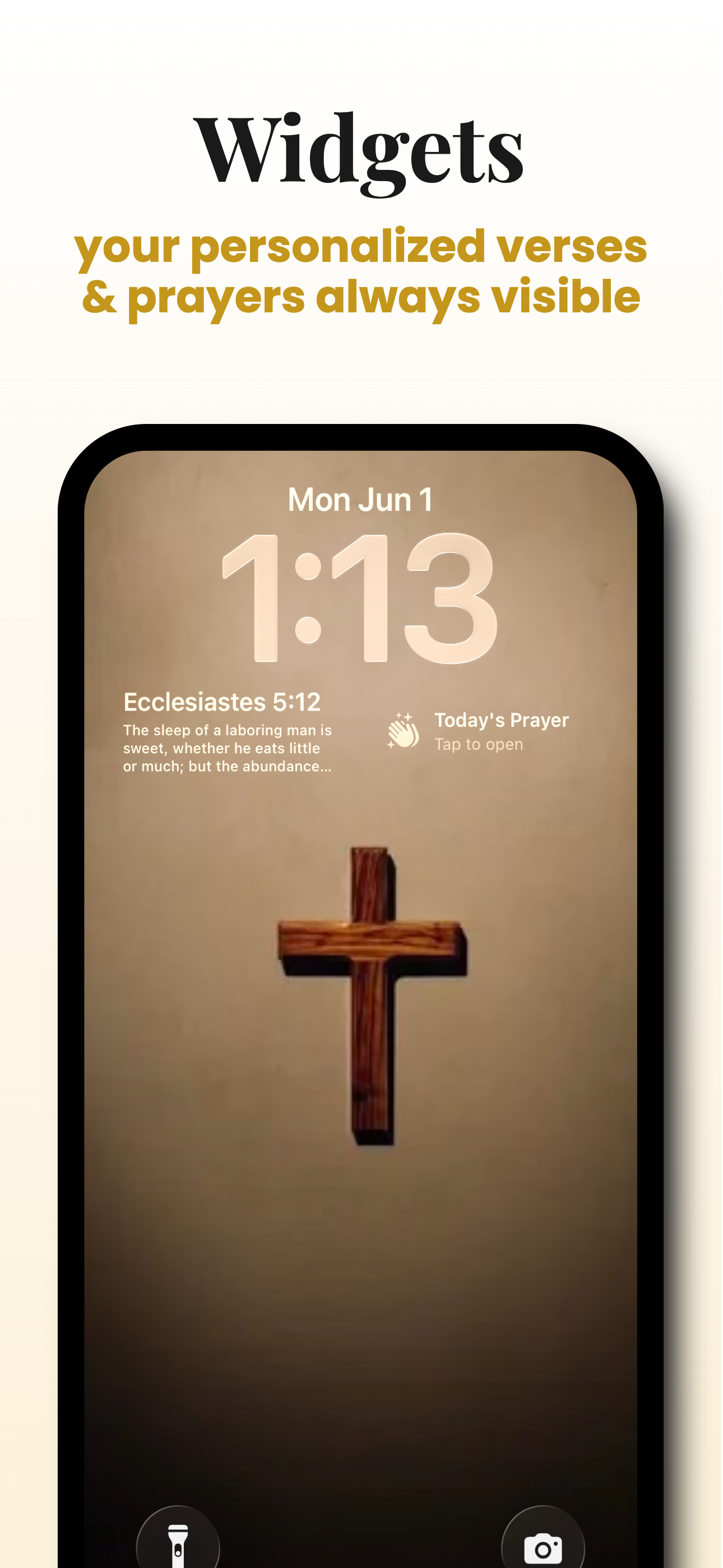 FirmLight lock screen widgets — your verse and today's prayer always visible